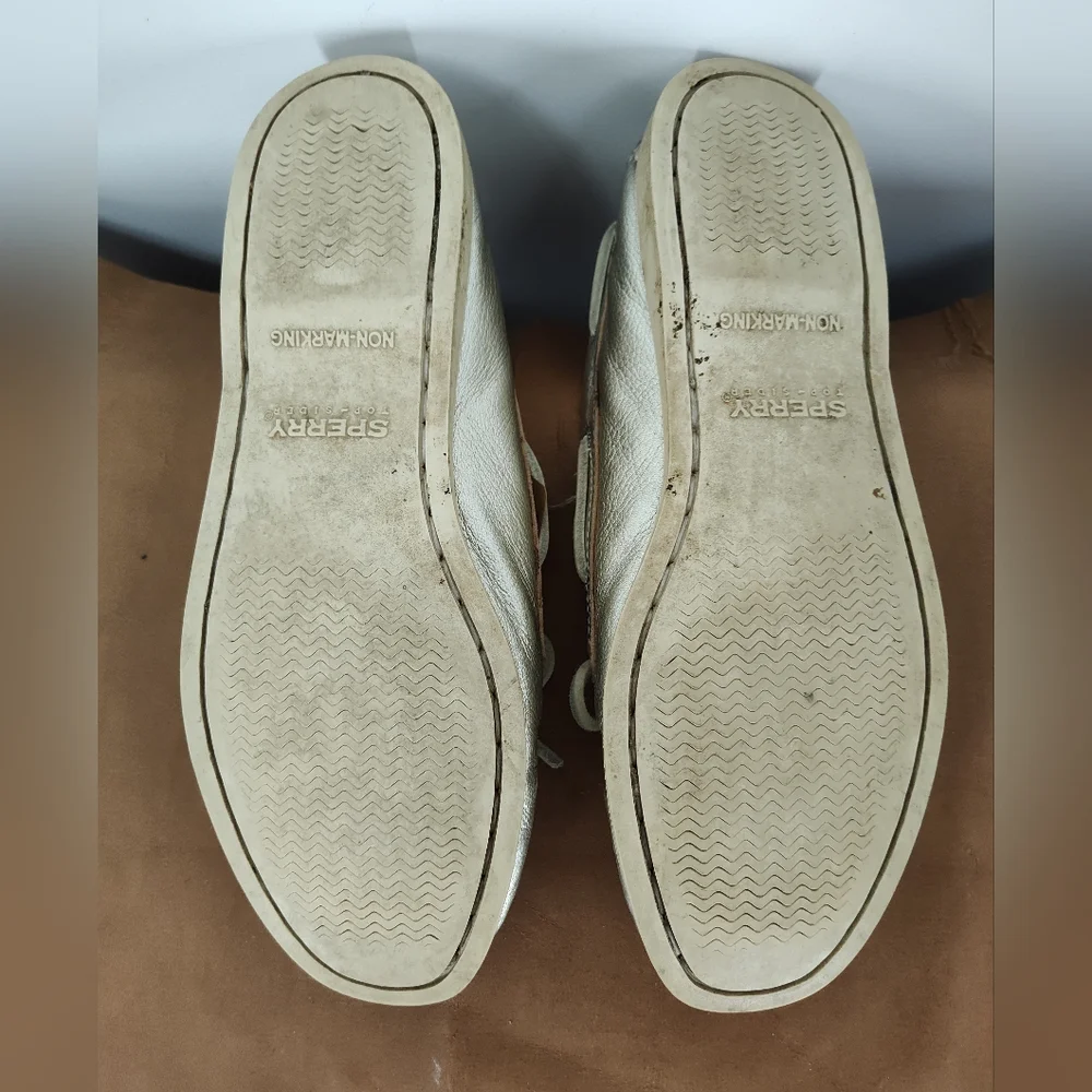 Sperry Original Leather Boat Shoes Metallic Gold Women's Size 8M